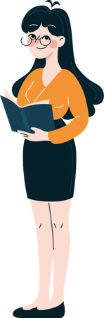Young girl holding book while standing  Illustration