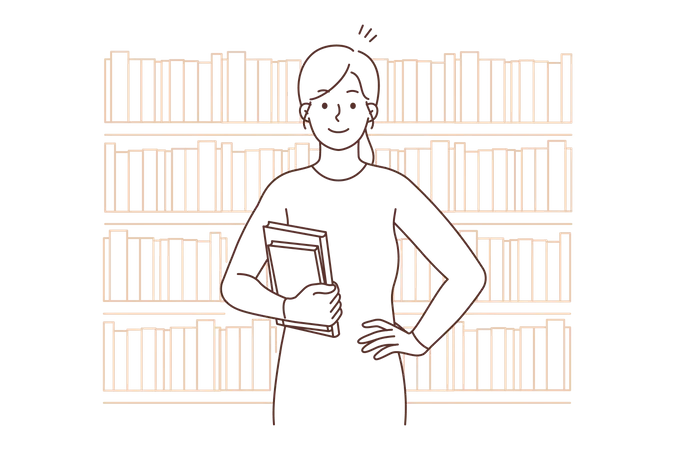 Young girl holding books  Illustration