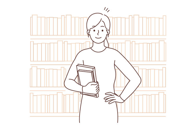 Young girl holding books  Illustration