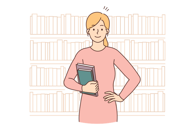 Young girl holding books  Illustration