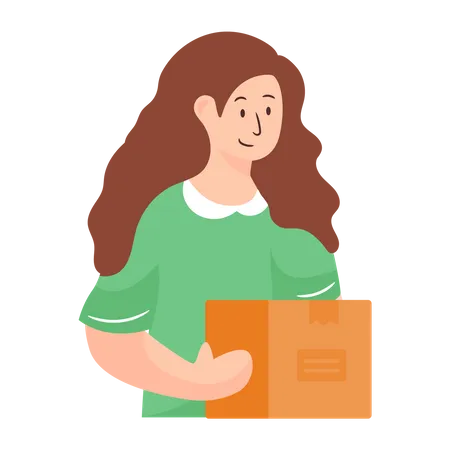 Young Girl holding box  Illustration