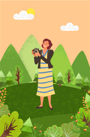 Young girl holding camerafor photoshoot  Illustration