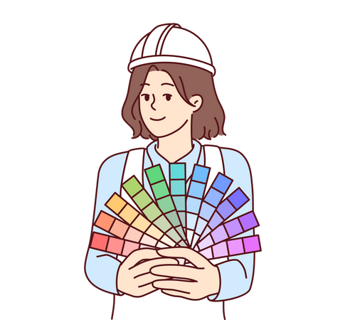Young girl holding color palette Illustration