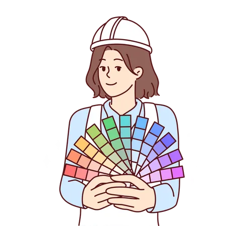 Young girl holding color palette Illustration