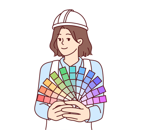 Young girl holding color palette  Illustration