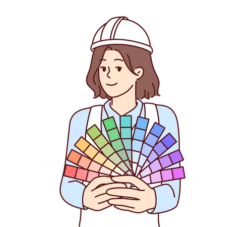 Young girl holding color palette  Illustration