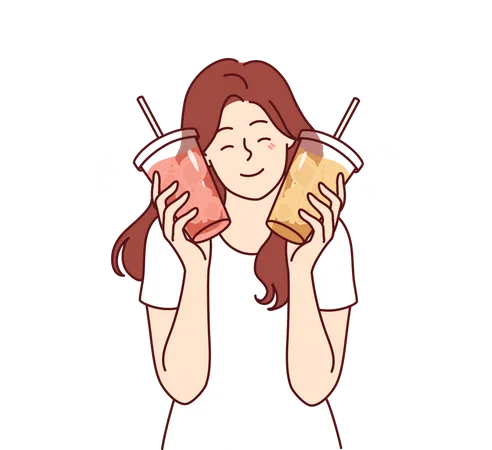 Young girl holding juice glass  Illustration