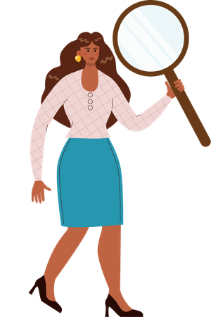 Young girl holding magnifier glass  Illustration