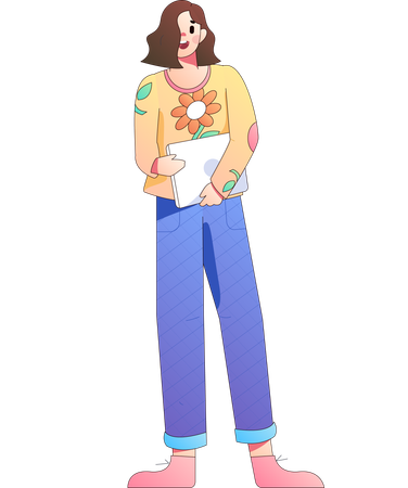 Young girl holding report  Illustration
