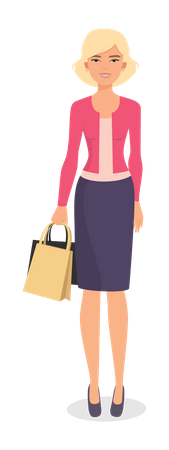 Young girl holding shopping bags  Illustration