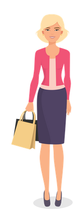 Young girl holding shopping bags  Illustration