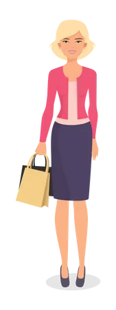 Young girl holding shopping bags  Illustration