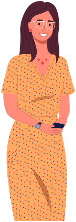 Young girl holding smartphone  Illustration