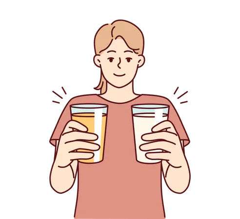 Young girl holding two glass  Illustration