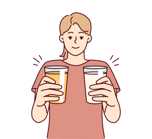 Young girl holding two glass  Illustration