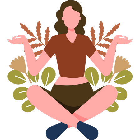 Young girl in meditation pose  Illustration