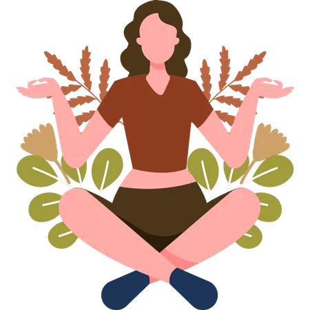 Young girl in meditation pose  Illustration