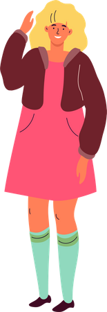 Young girl in pink dress  Illustration