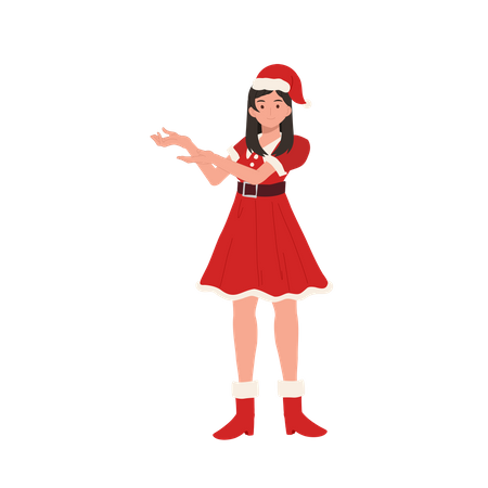 Young Girl in Santa Claus Outfit  Illustration