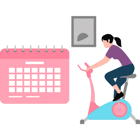 Young girl is doing cycling exercise  Illustration