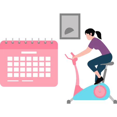 The Girl Is Doing Cycling Exercise Illustration