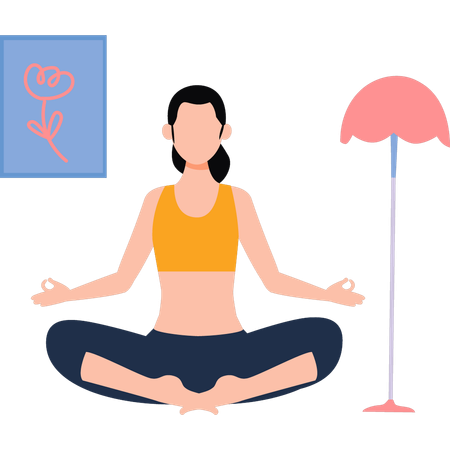 Young girl is doing yoga  Illustration