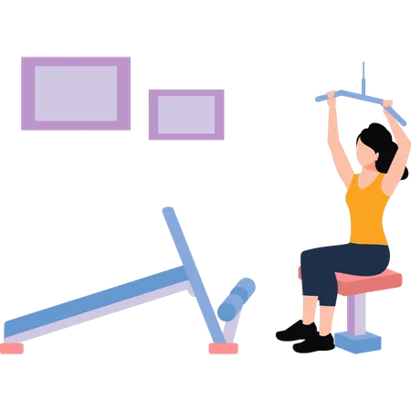 Young girl is exercising in the gym  Illustration