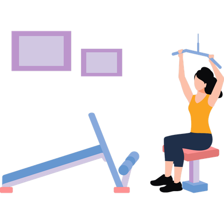 Young girl is exercising in the gym  Illustration