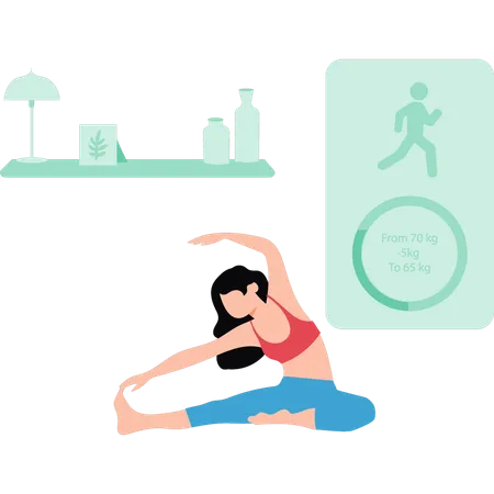 The Girl Is Exercising To Lose Weight Illustration