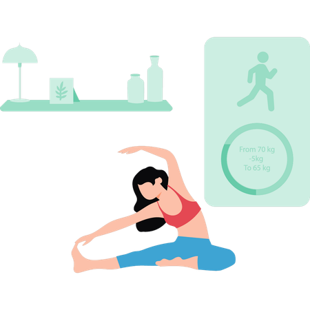 Young girl is exercising to lose weight  Illustration