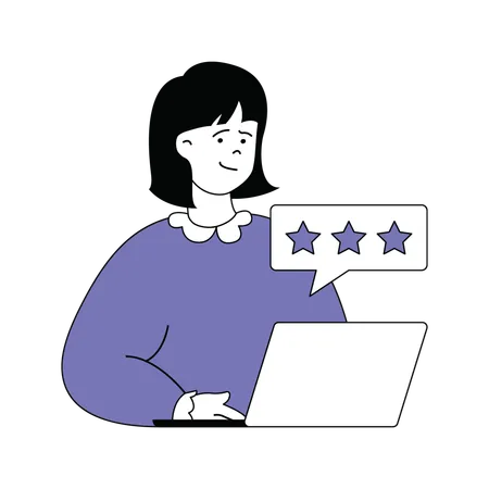 Young girl is giving rating online  Illustration