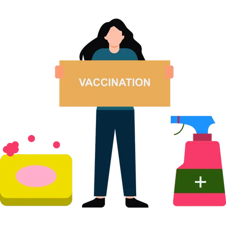 The Girl Is Holding A Vaccination Board Illustration
