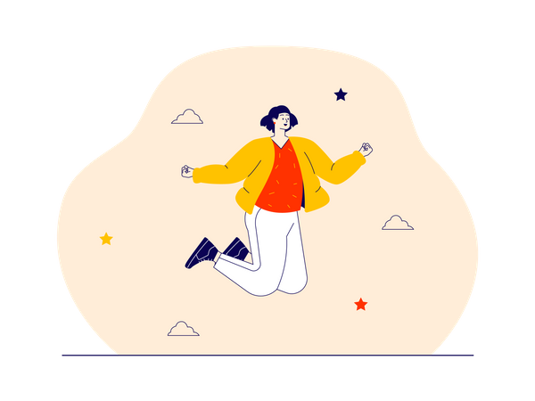 Young girl is jumping in the air  Illustration
