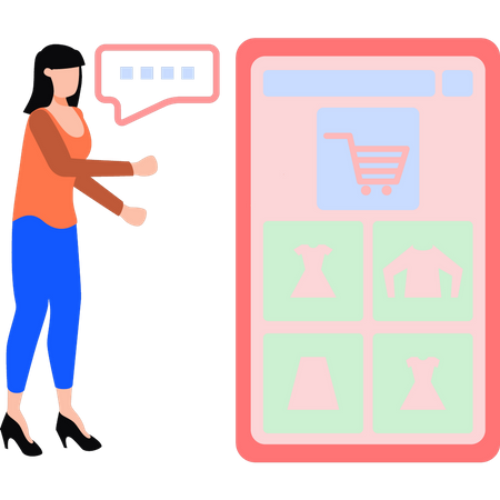 Young girl is shopping online  Illustration