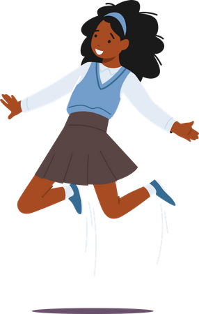 Young Girl Jumping Illustration