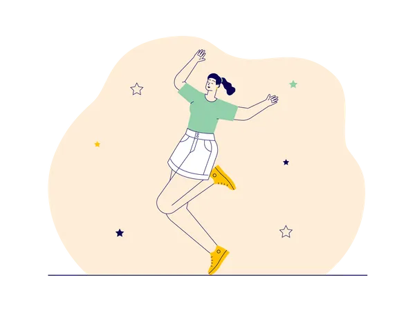 Young girl jumping  Illustration