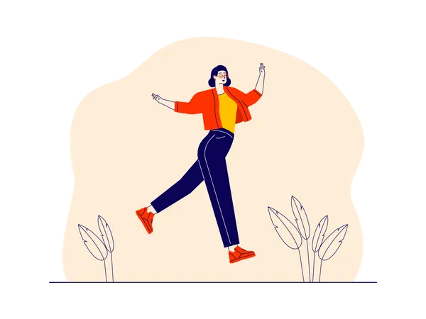 Young girl jumping in the air  Illustration