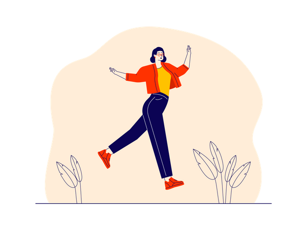 Young girl jumping in the air  Illustration