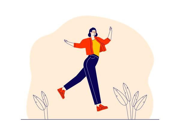 Young girl jumping in the air  Illustration