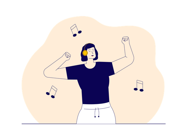Young girl listening songs  Illustration