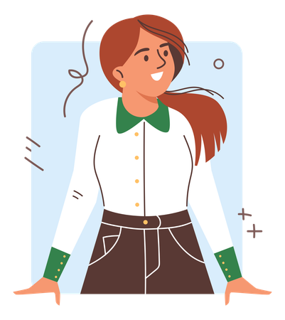 Young girl looking around, which embodies curiosity and excitement  Illustration