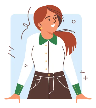 Young girl looking around, which embodies curiosity and excitement  Illustration