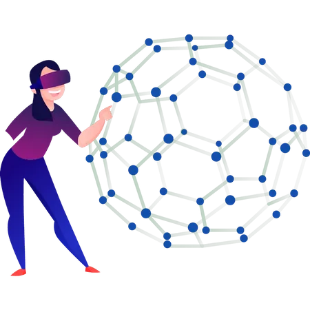 The Girl Is Looking At The Network Illustration