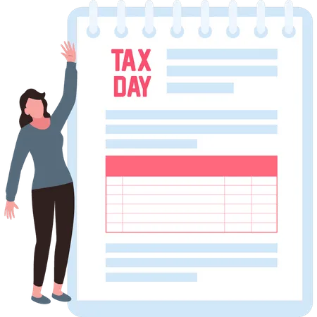 A Girl Looks At A Tax Day Form Illustration