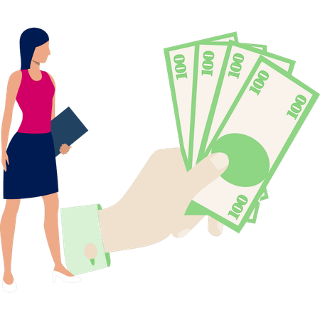 Young girl  looking money  Illustration