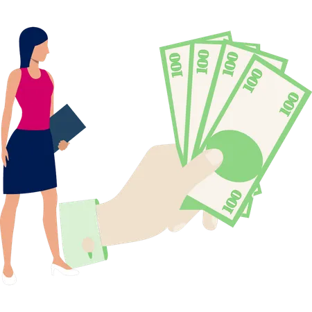 Young girl  looking money  Illustration