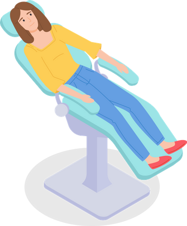 Young girl lying in dental couch  Illustration