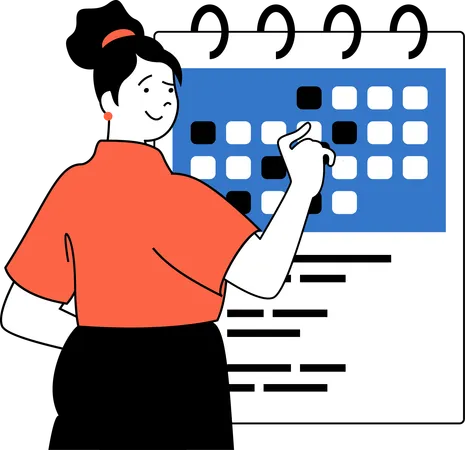 Young girl making task schedule  Illustration