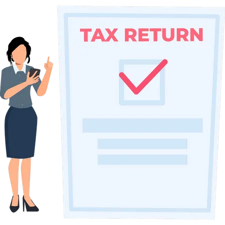 The Girl Marked The Tax Return File Illustration