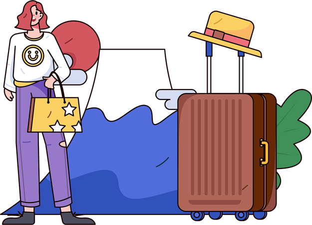 Young Girl on vacation  Illustration